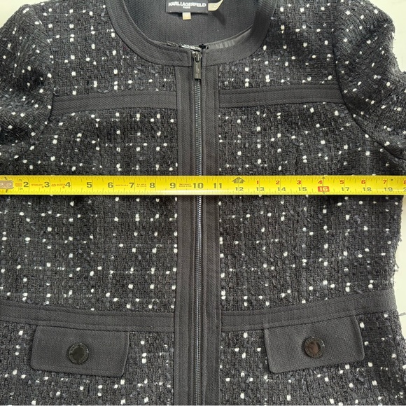 Karl Lagerfeld tweed zip-up blazer - black buttons. Chic  & classic - sz 12 - Picture 14 of 14